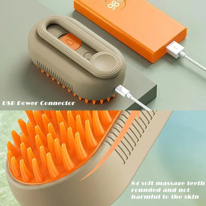 3-in-1 Electric Steam Spray Pet Grooming Brush for Cats & Dogs