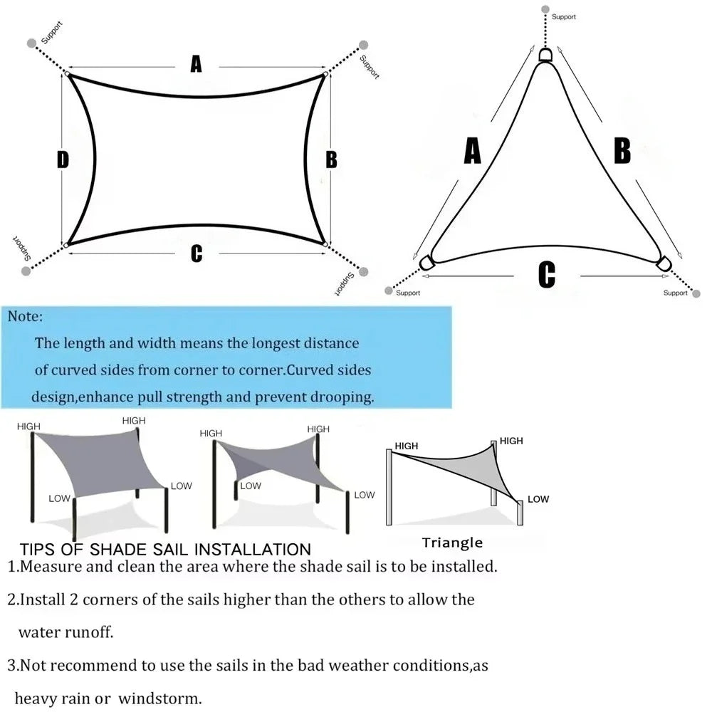 Grey Sun Shade Sail Rectangle Square Triangle UV Block Sunshade for Yard Deck Canopy Awning Outdoor Garden Waterproof Cloth Peaceful Pleasures Health and Wellness
