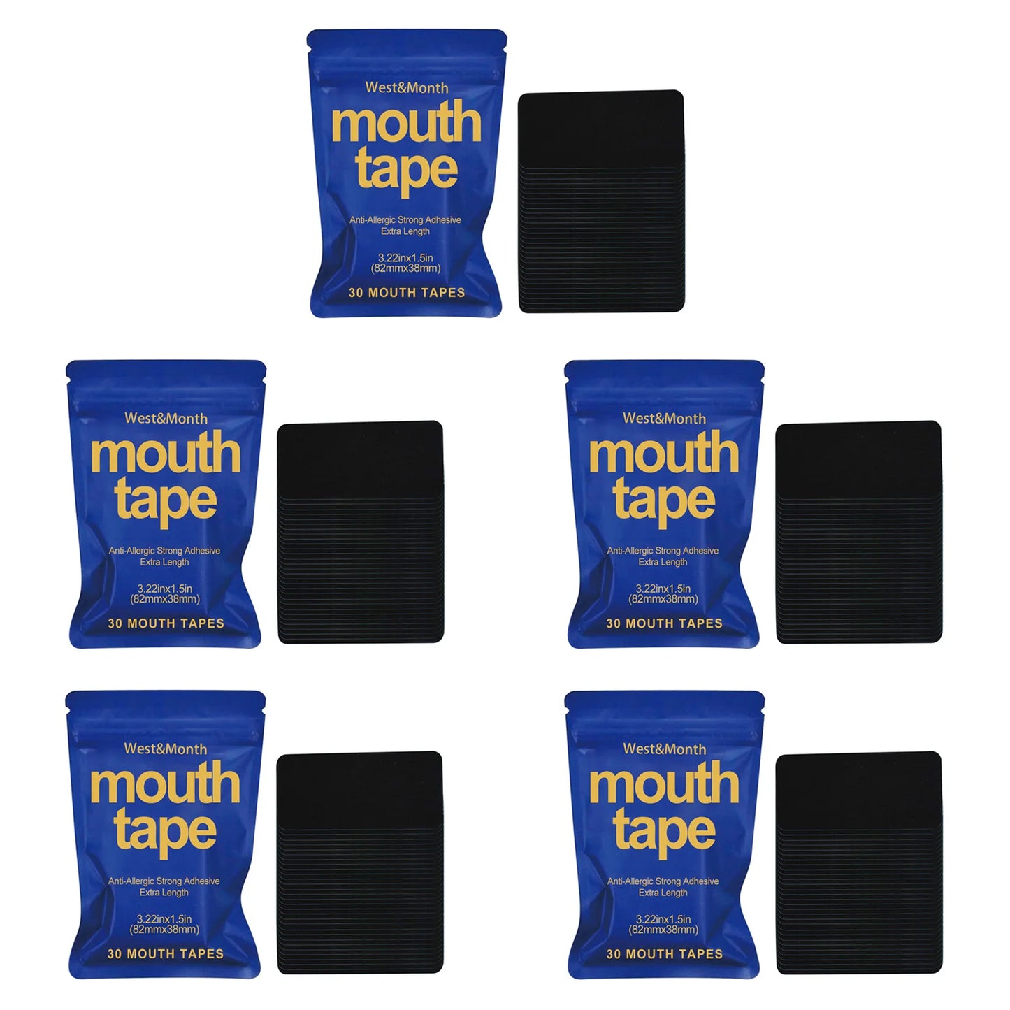 Anti Snoring Mouth Tape Breathing Correction Sleeping Keep Mouth Close Stop Snoring Aid Reduce Dry Mouth Promote Nose Breathing Peaceful Pleasures Health and Wellness 5 x 30pcs Boxed