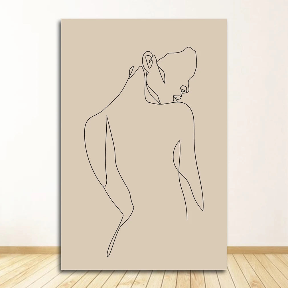 Green Plant Abstract Nordic Canvas Wall Art Print | Unframed