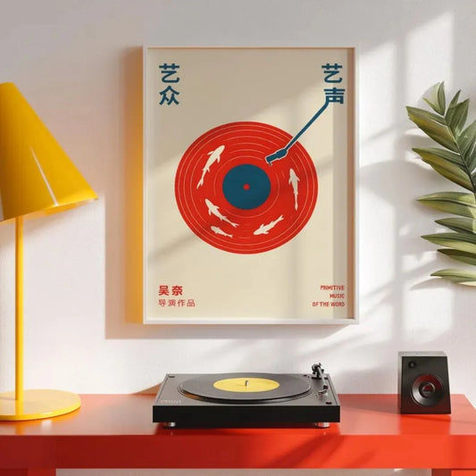 Japanese Retro Music Japanese Vintage Vinyl Wall Art Print Canvas Painting Poster Picture For Living Room,Bedroom Home Decor Peaceful Pleasures Health and Wellness G3597-1 40x50cm Black Frame