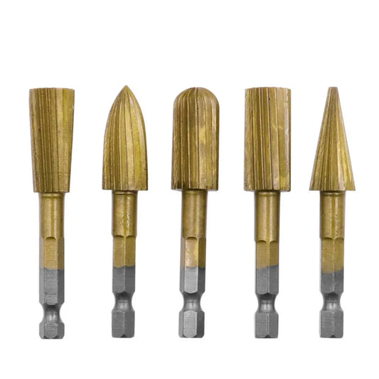 6.3mm HSS Rotary File Set – 5pc Hex Handle Rotary Rasp Cutter Rotary File Set Oasis Select 5Pcs
