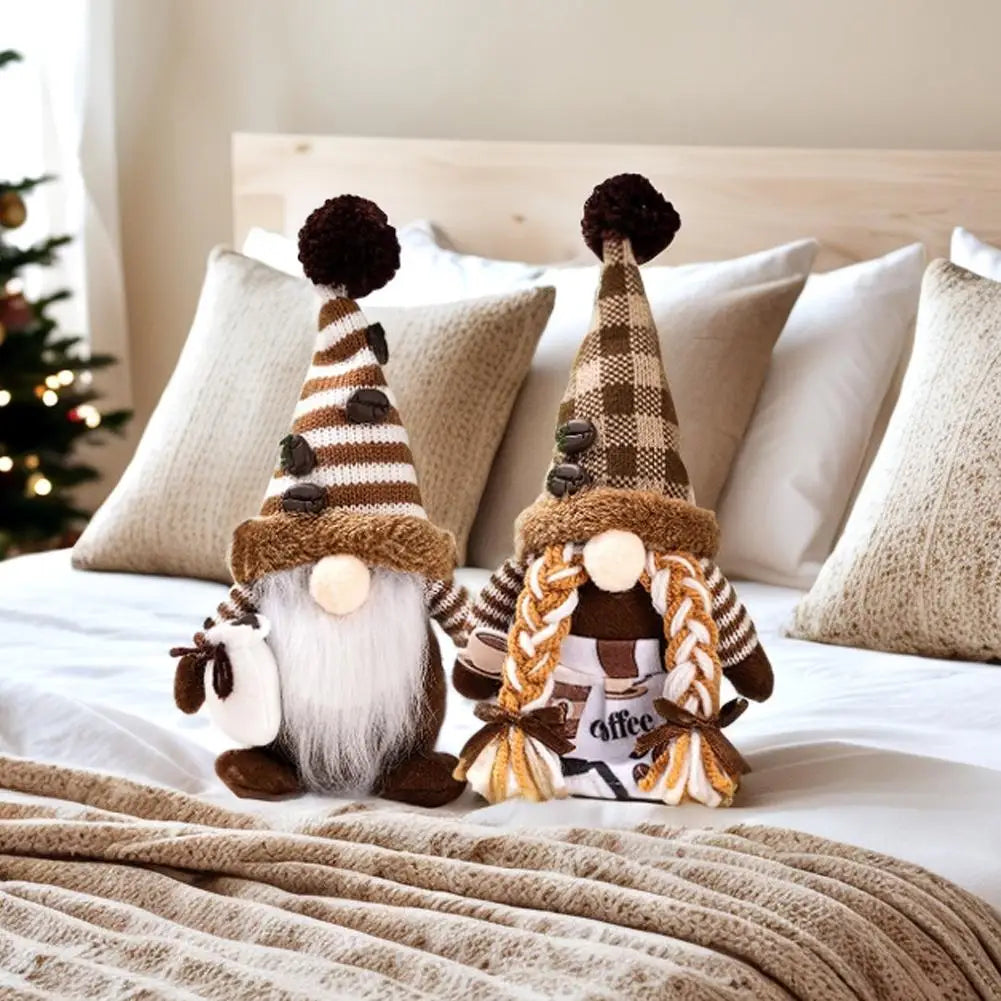 Coffee Gnome Plush Figurine | Cute Faceless Stuffed Doll Decor