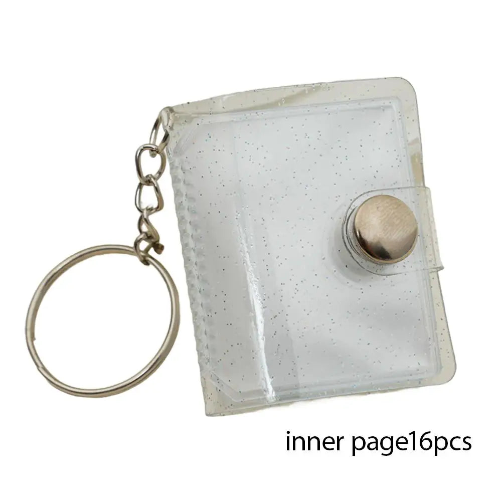 Mini Keychain Photo Album – 16-Page PVC Pocket Card Holder Keychain Photo Album Peaceful Pleasures Health and Wellness White
