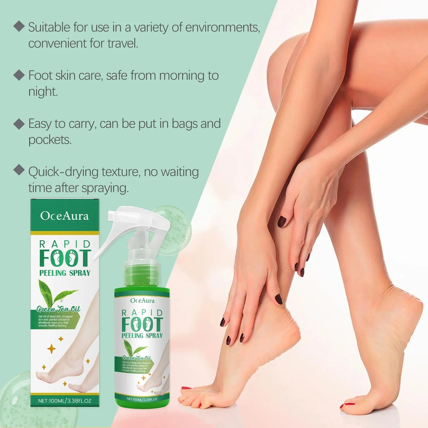 OceAura Foot Peeling Spray – Exfoliate & Heal Cracked Heels