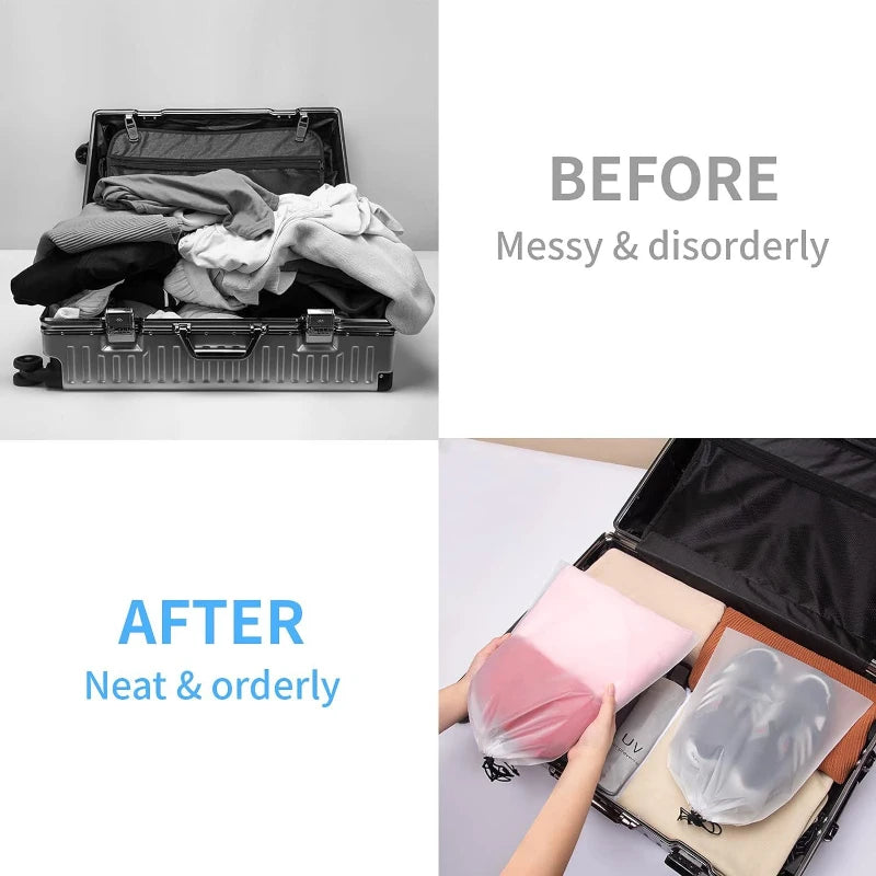 5~12PCS Shoe Storage Drawstring Bags Waterproof Travel Cosmetic Bag Sundries Towel Storage Bags Portable Transparent Plastic Bag Peaceful Pleasures Health and Wellness