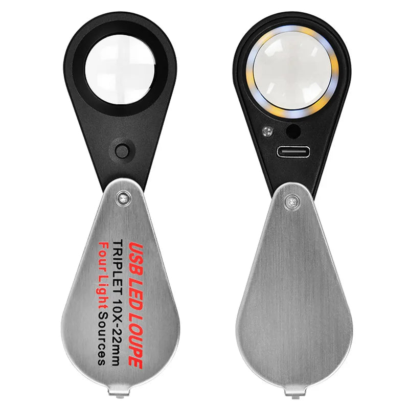 Rechargeable Magnifier 30X 13Led Lamp Appraisal Magnifier Jade Jewelry Optical Glass Antique Diamond Collection Appreciation Peaceful Pleasures Health and Wellness