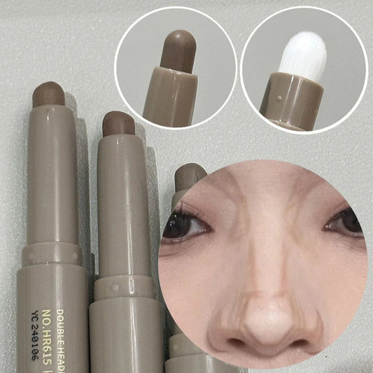 Double-Head Contour Pen & Smudge Brush | Nose Shadow Stick Contour Shading Stick Peaceful Pleasures Health and Wellness