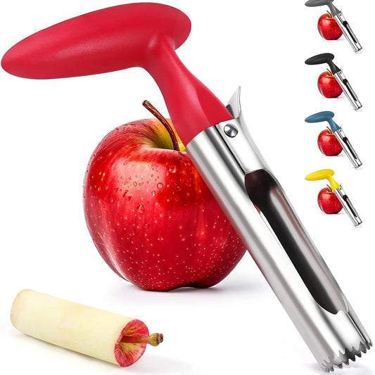 Stainless Steel Apple Corer – Sharp Fruit & Veggie Core Remover Fruit Corer Tool Peaceful Pleasures Health and Wellness Red