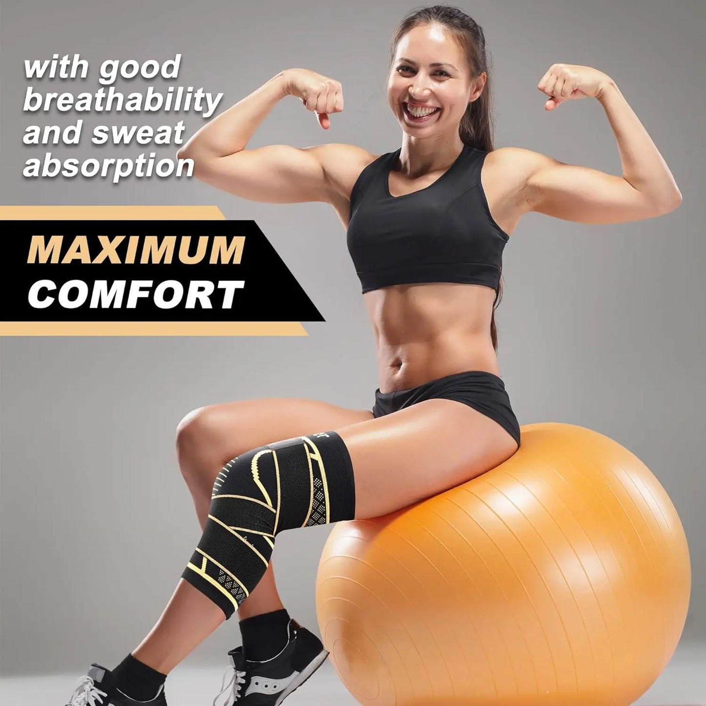 Copper Knee Braces with Strap for Knee Pain Women and Men， Joint Pain Relief, Knee Support for Working, Running, Weightlifting Peaceful Pleasures Health and Wellness