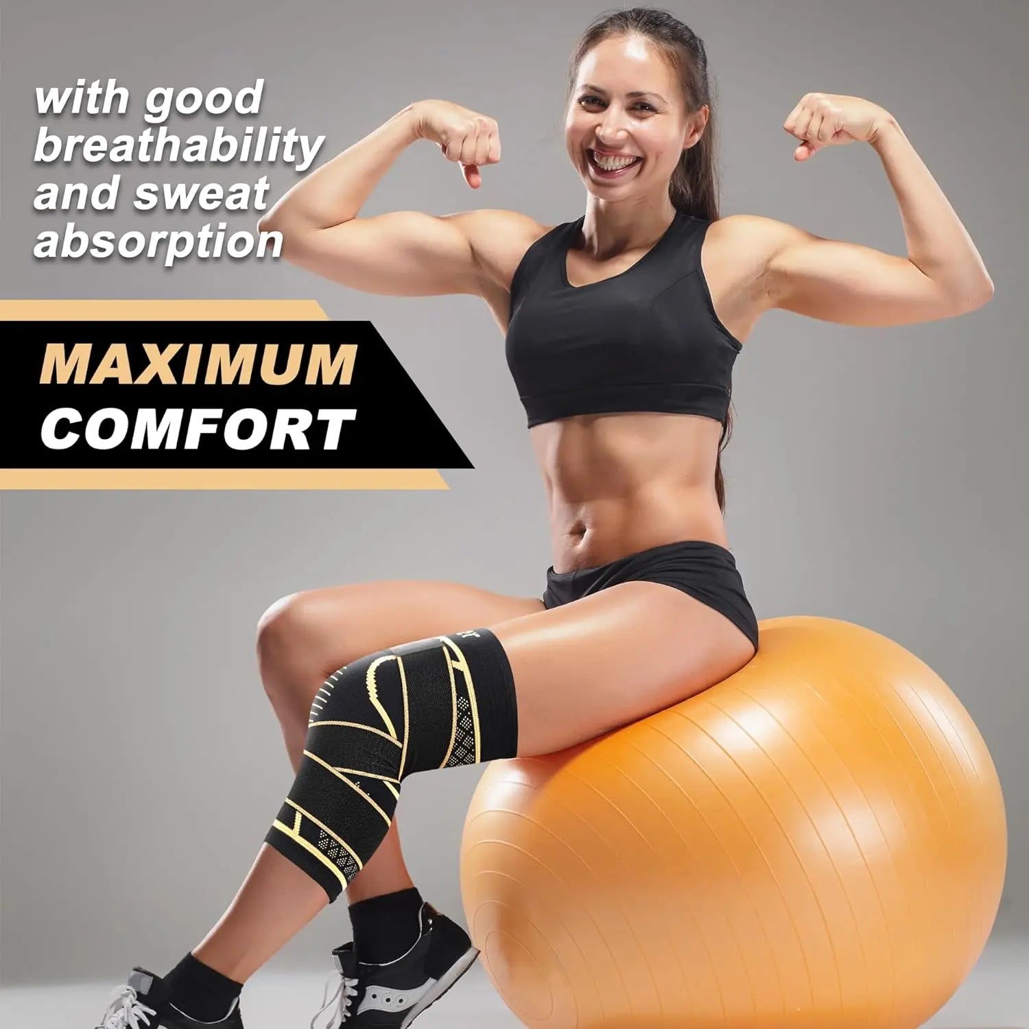 Copper Knee Braces with Strap for Knee Pain Women and Men， Joint Pain Relief, Knee Support for Working, Running, Weightlifting Peaceful Pleasures Health and Wellness