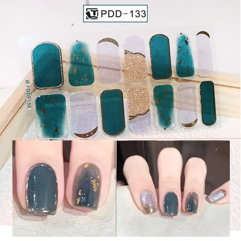 Self Adhesive Sparkling Glitter Full Cover Designer Art Nail Decoration Fashion Manicure Nail Stickers Peaceful Pleasures Health and Wellness PDD-133