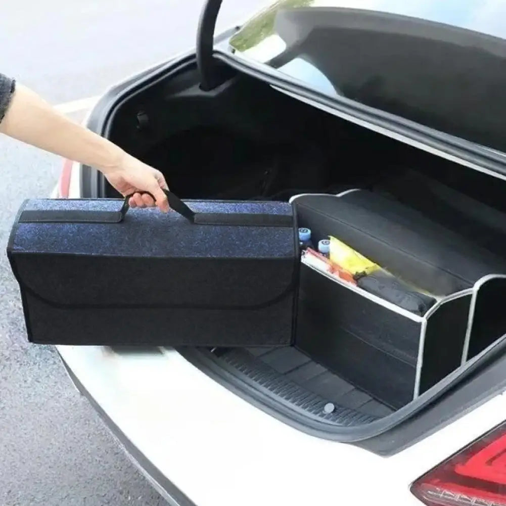 Foldable Felt Car Trunk Organizer | Large Storage Box Dark Gray