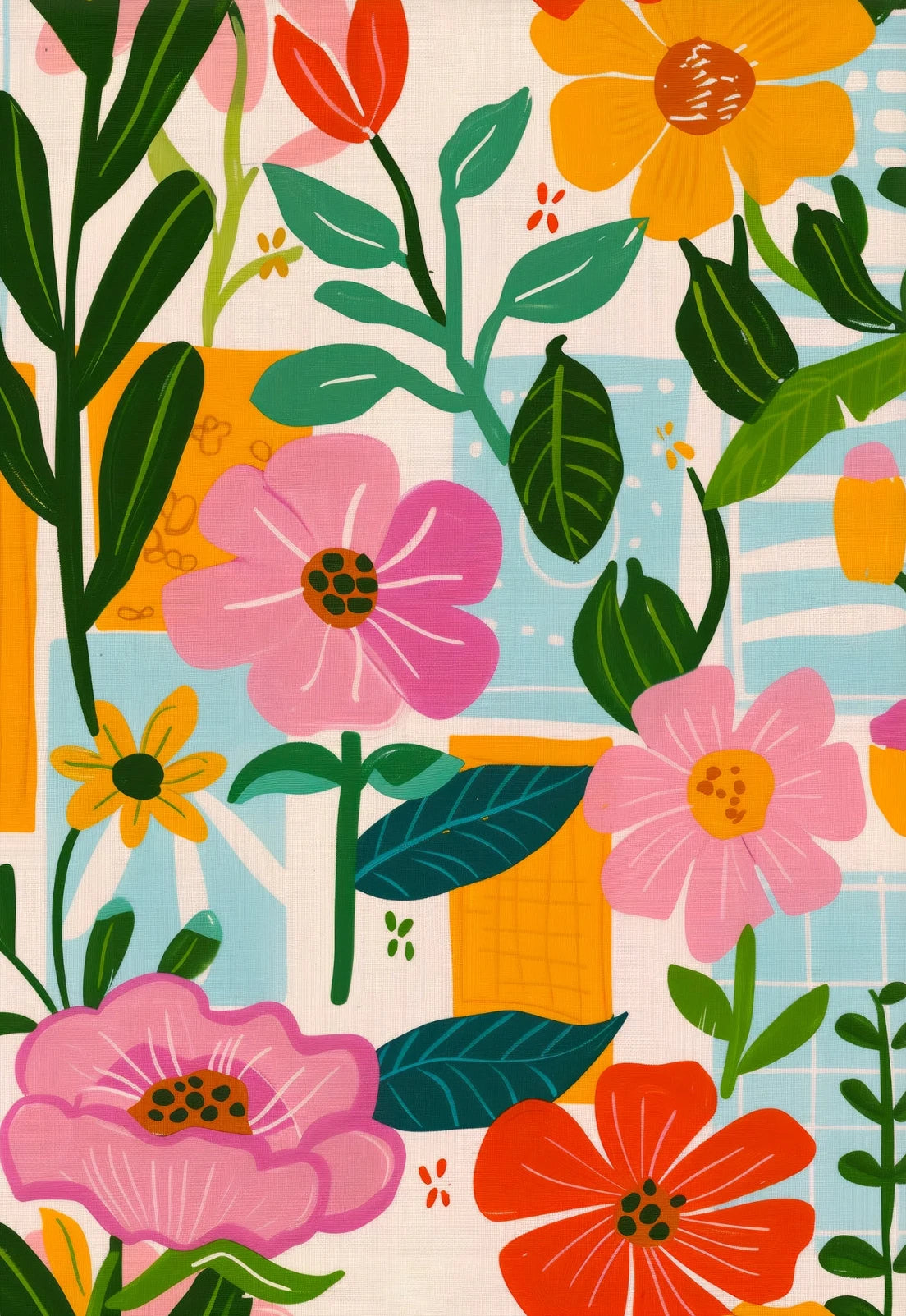 Abstract Floral Canvas Wall Art Print – Modern Botanical Poster Canvas Wall Art Print Peaceful Pleasures Health and Wellness 11 30x40cm Unframed