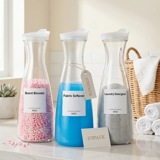 Clear Laundry Detergent Dispenser Container – 54 oz Liquid Soap Organizer (2 or 3 Pack) Peaceful Pleasures Health and Wellness