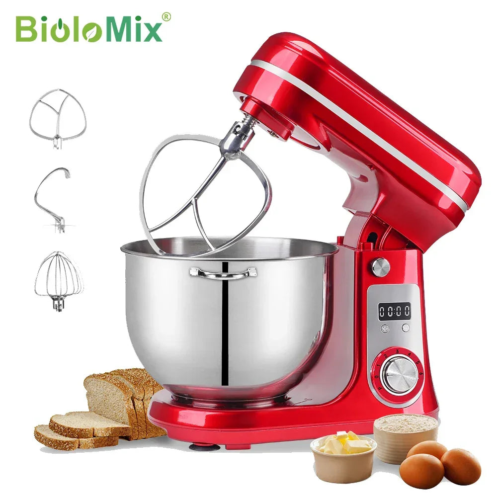 BioloMix 1200W 6L Stand Mixer – 6-Speed, Quiet DC Motor, Tilt-Head Stand Mixer BioloMix