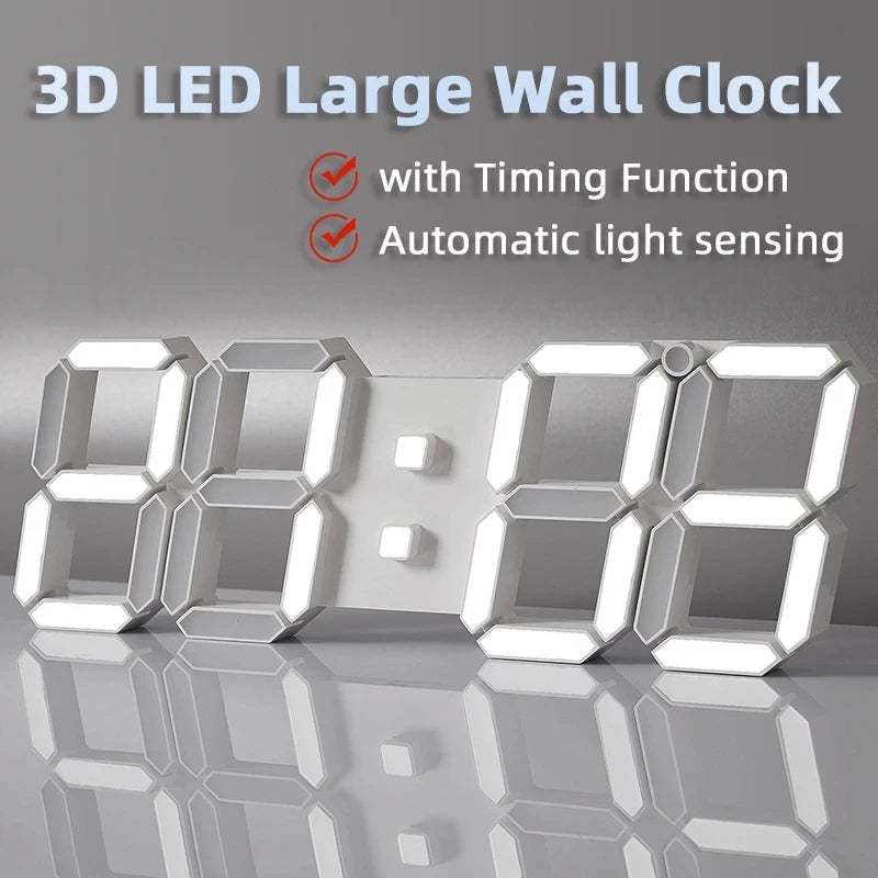 3D LED Luminous Digital Alarm Clock Multifunctional Creative USB Electronic Fashion Wall Clock Home Decoration Gift Peaceful Pleasures Health and Wellness