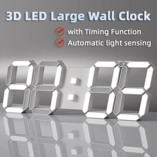 3D LED Luminous Digital Alarm Clock Multifunctional Creative USB Electronic Fashion Wall Clock Home Decoration Gift Peaceful Pleasures Health and Wellness
