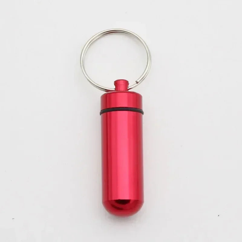 6pcs New High Quality Portable Mini Waterproof Aluminum Bottle Case Holder Keychain Tablet Storage Box Blue Peaceful Pleasures Health and Wellness Red