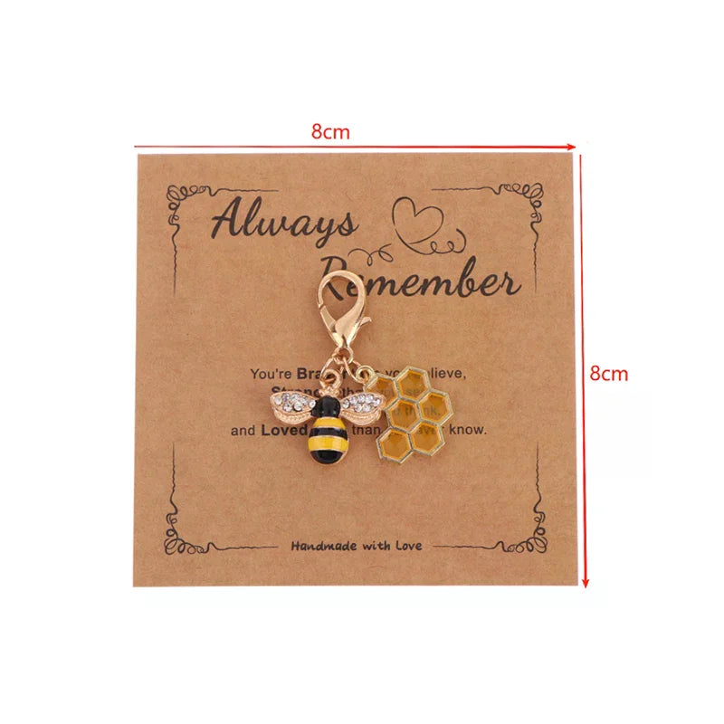 Cute Bee Honeycomb Honeypot Keychain – Gift for Women & Men Novelty Keychain Charm Peaceful Pleasures Health and Wellness