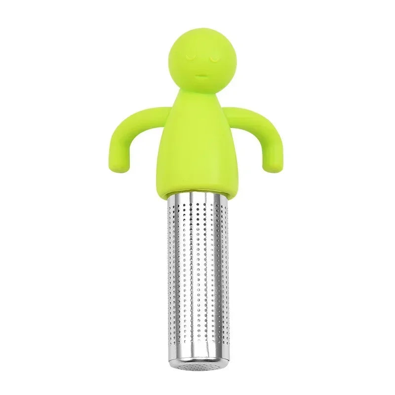 Stainless Steel Tea Sieve New Human Shaped Tea Sieve Kitchen Accessory Filter Accessories Supplies Humidifier Pet Products Bar Peaceful Pleasures Health and Wellness Light green
