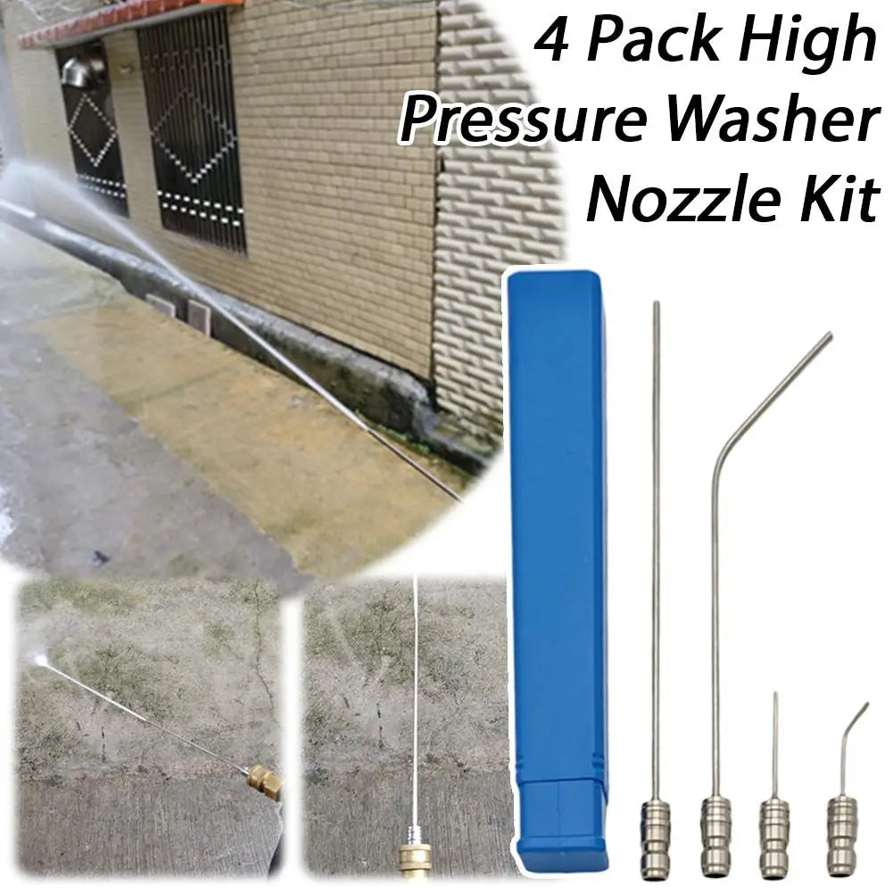 4Pc Cleaning Nozzle Water Gun High Pressure Needle Nozzle Straight/Side Jet For AC & Car Washer Tanks Gap Deep-Cleaning Peaceful Pleasures Health and Wellness