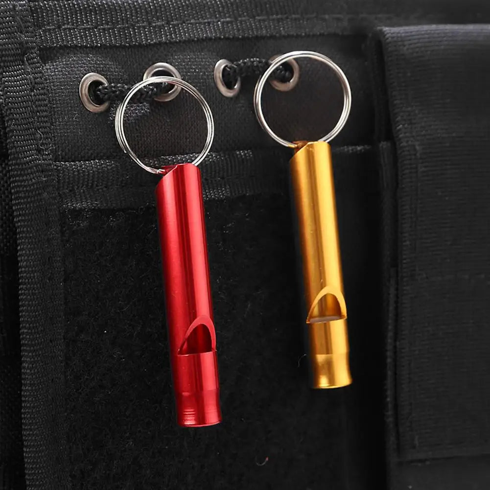 Outdoor Aluminum Alloy Small Whistle Portable Keychain Referee Whistle High Decibel Emergency Fire Training Survival Whistle Peaceful Pleasures Health and Wellness
