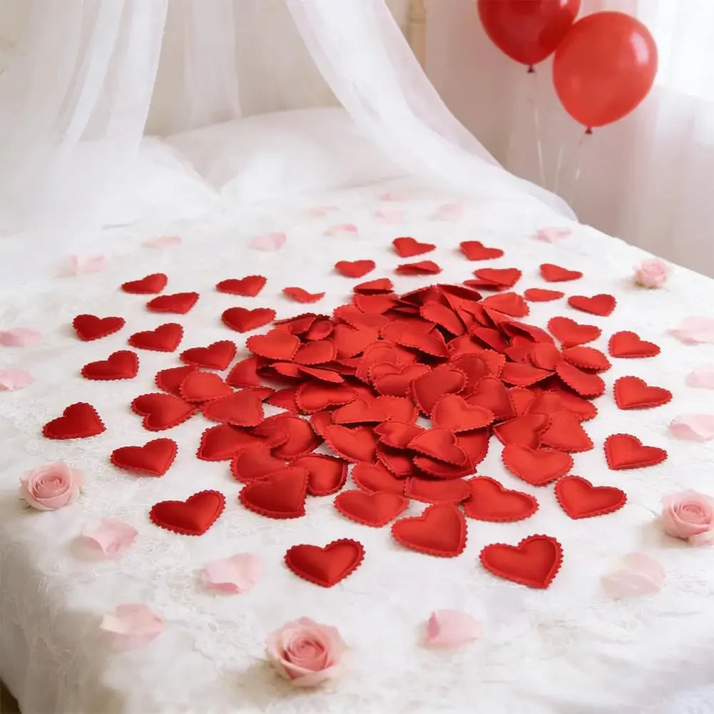 Romantic Red Heart Petals 200Pcs Reusable Fabric Love Heart Confetti For Valentine's Day Wedding Ceremony Decoration Peaceful Pleasures Health and Wellness