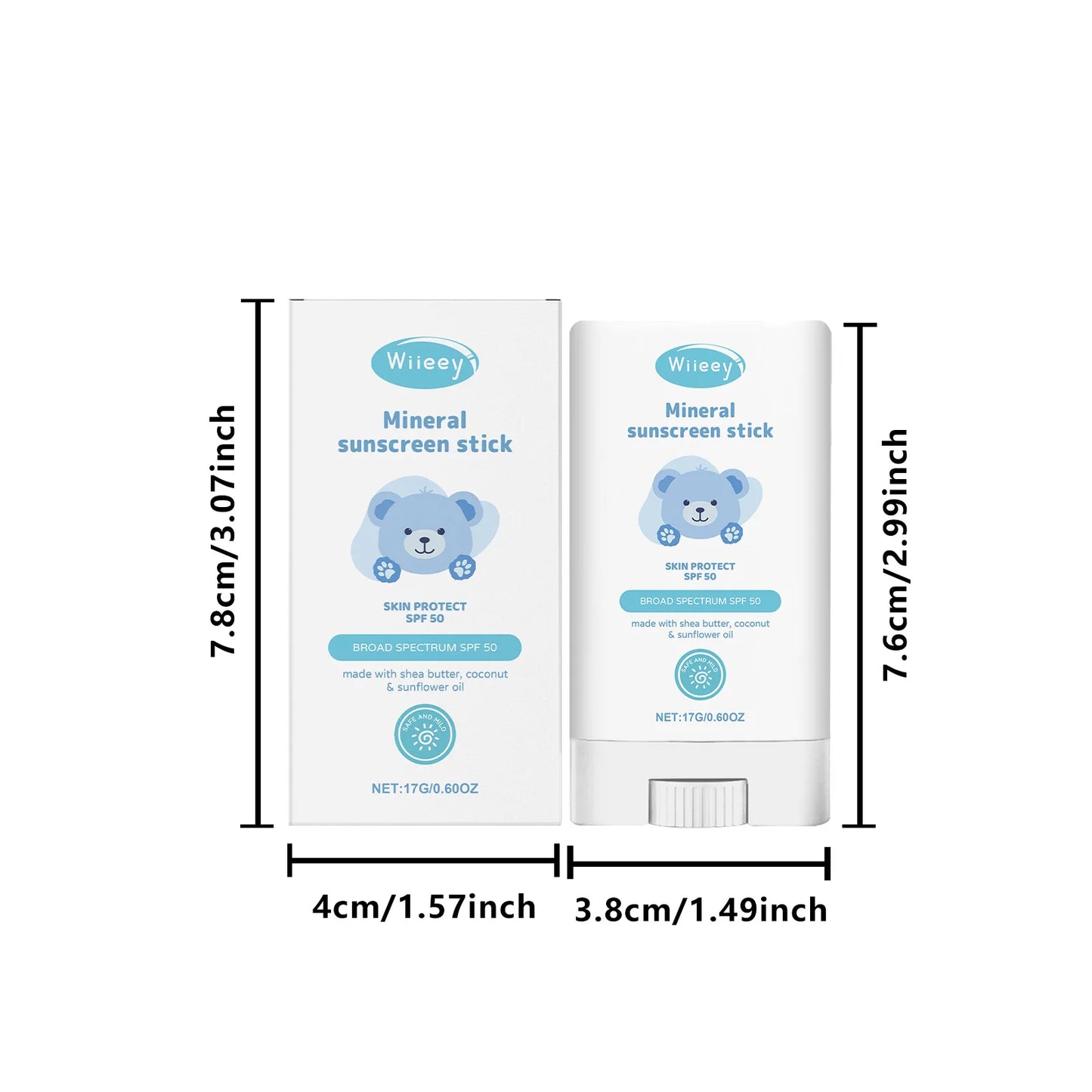 Children's Mild Sunscreen Stick Refreshing Not Irritating SPF 50+ Prevent UVA/UVB Sunburn Moisturize Children Nourish Sunscreen Peaceful Pleasures Health and Wellness 17g boxed