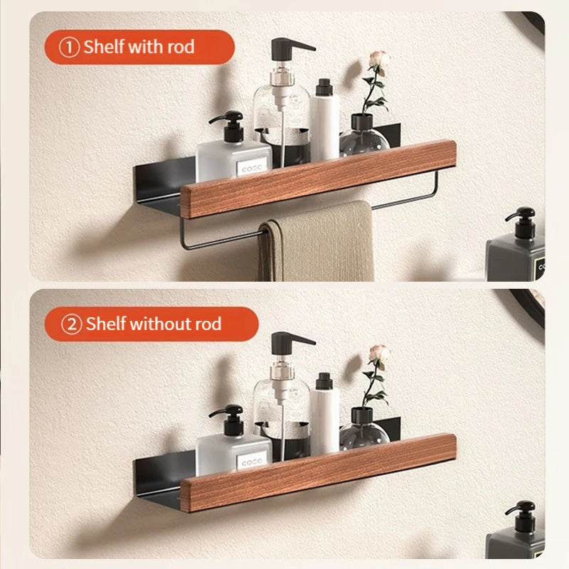 Wood & Aluminum Corner Shower Shelf | Wall-Mounted Organizer Corner Shower Shelf Peaceful Pleasures Health and Wellness