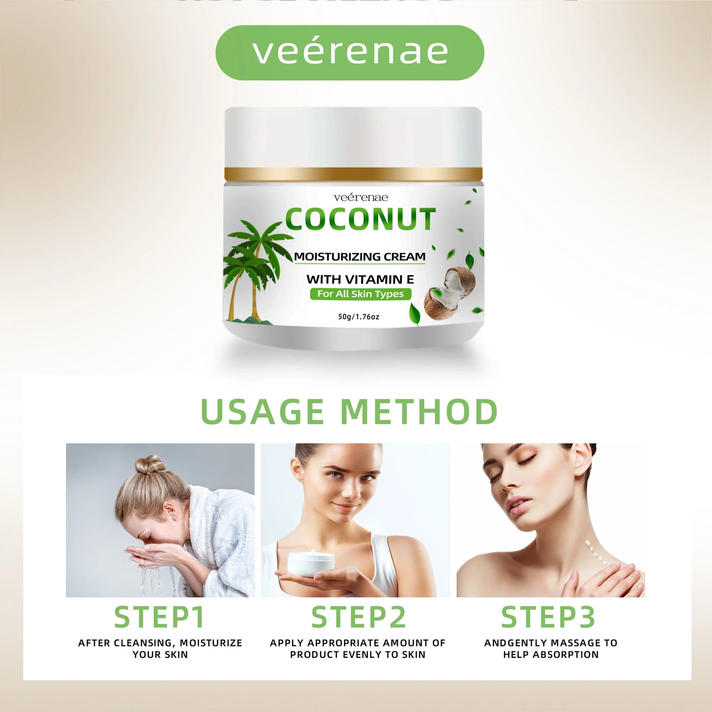 Vérenae Coconut Cream – Hydrating Firming Face Moisturizer