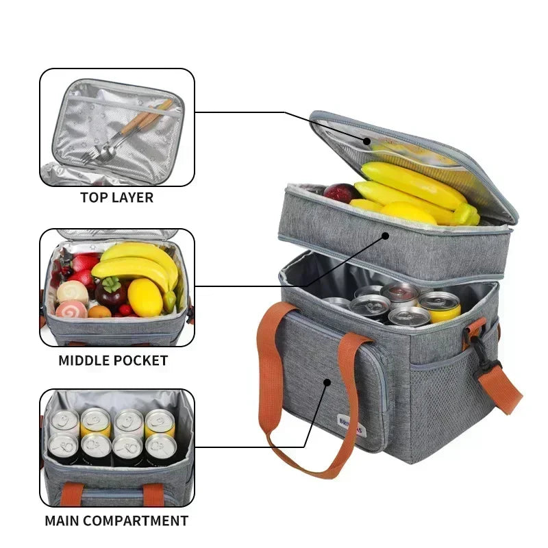 Extra Thick Insulated Lunch Bag | Double Layer Cooler Tote