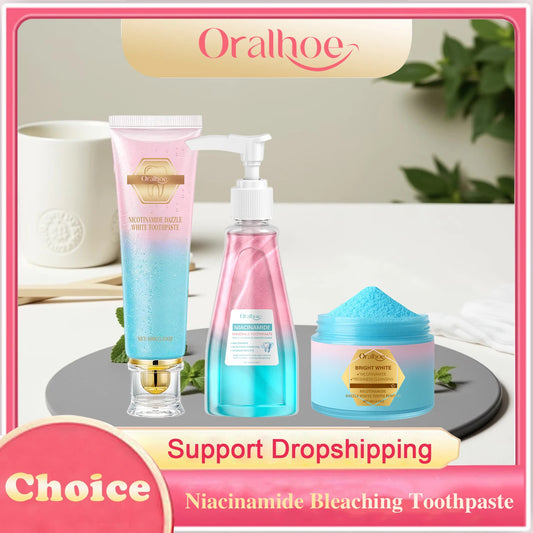Niacinamide Bleaching Toothpaste Reduce Plaque Stains Improve Bad Breath Remove Yellow Stains Dental Cleansing Oral Hygiene Care Peaceful Pleasures Health and Wellness