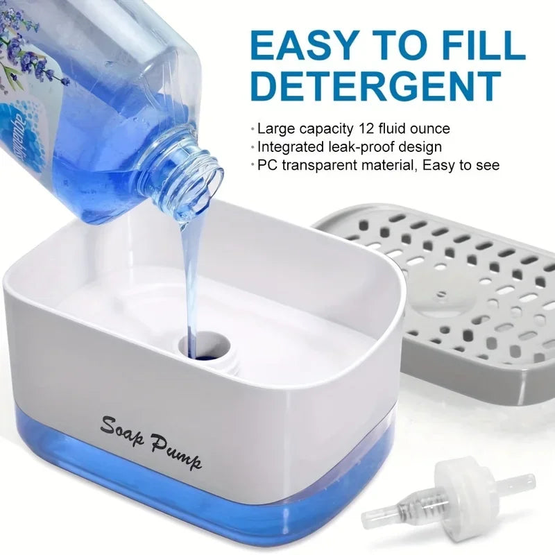 2-in-1 Kitchen Soap Dispenser & Sponge Holder | Large Capacity