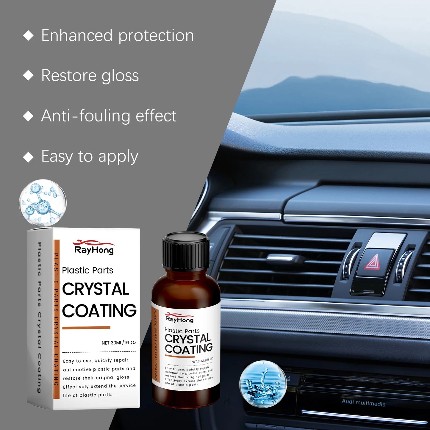 RayHong Crystal Plastic Coating Agent – Car Gloss & Protection
