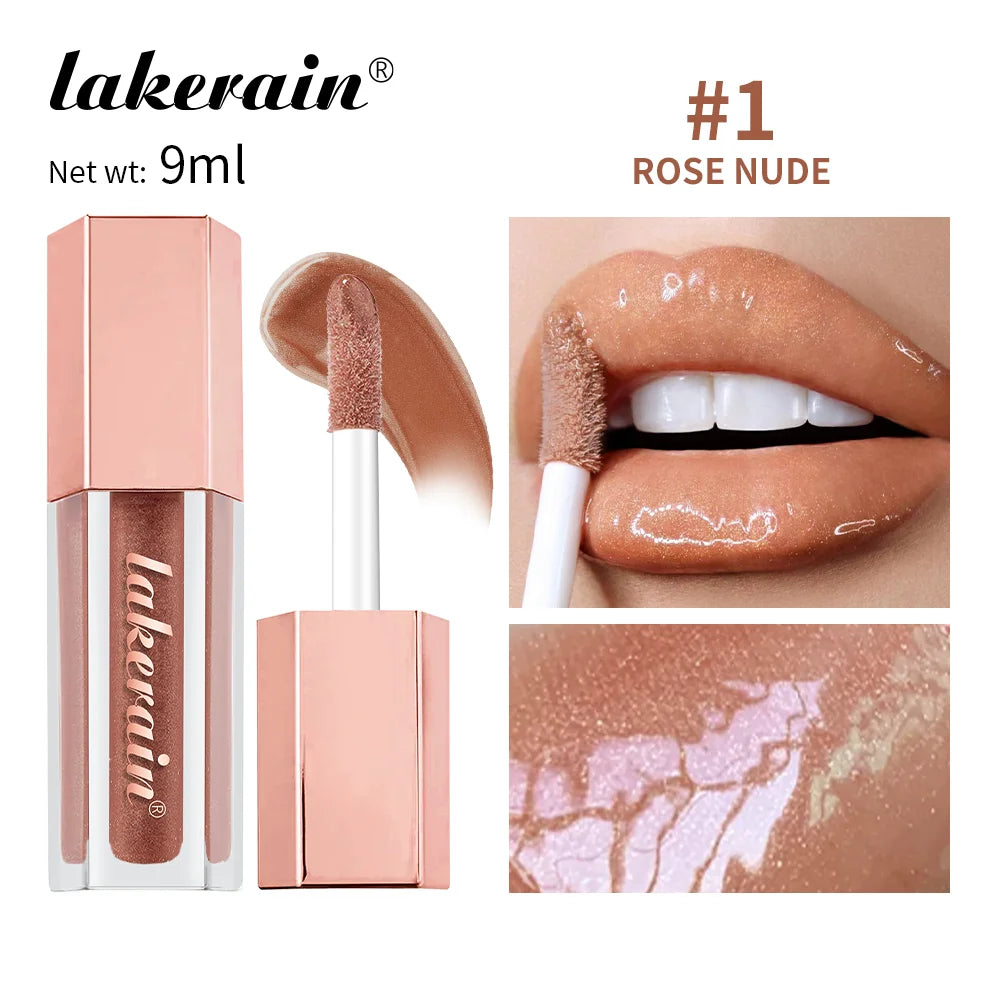NEW Glitter Gloss Universal Lip Luminizer 8 Colors Makeup Lip Gloss Non-sticky Moisturizing Plumper Long Lasting Glitter Liquid Peaceful Pleasures Health and Wellness 1 rose nude