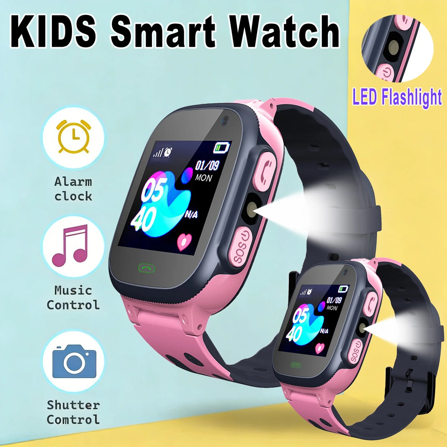 Kids Smart Watch with SOS GPS Camera LED Flashlight Math Calculator Video Call Watches- Holiday Gift Smartwatch for Children Peaceful Pleasures Health and Wellness 2Pk