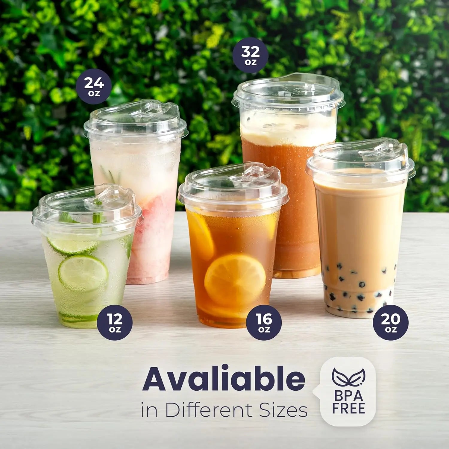 12/16//20/24/32OZ Clear Plastic Cups with Sip Lids Disposable Plastic Coffee Cups To Go Cups for Iced Coffee Smoothies Soda Peaceful Pleasures Health and Wellness