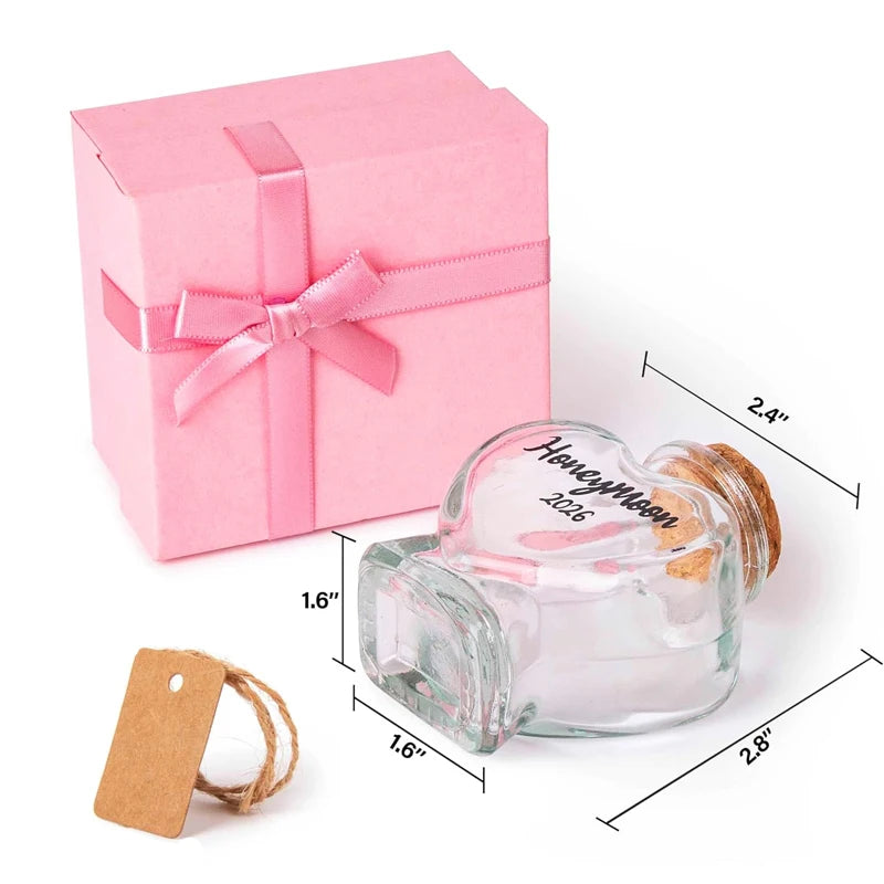 Honeymoon Heart Glass Sand Jar | Wedding Keepsake Pink Gift Wedding Keepsake Jar Peaceful Pleasures Health and Wellness