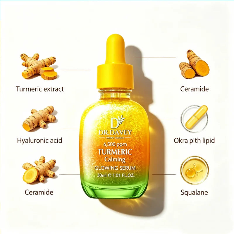 30ml DR.DAVEY Turmeric Calming Glowing Serum Four Seasons Skincare Moisturizing Facial Care Suitable for Men and Women Portable Peaceful Pleasures Health and Wellness