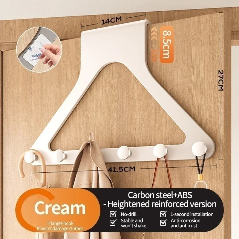 Metal Over The Door Hooks 6-Hook Cabinet Organizer | No Drill