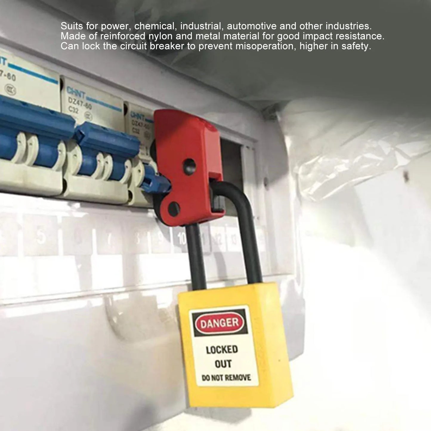 Circuit Breaker Lockout Device – 10-Pc Clamp-On Safety Lock Kit