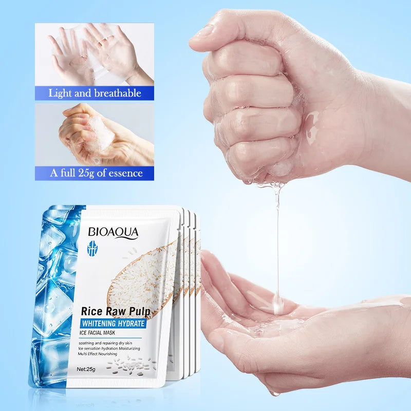 BIOAQUA Rice Raw Pulp Face Mask Hydrating Brightening 5pcs