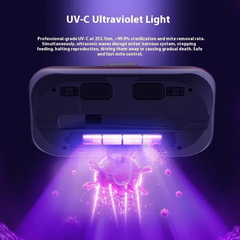 12KPa UV New Mattress Vacuum Mite Remover Dust Wireless Handheld Powerful Suction Vacuum Cleaner for Bed Pillow Clothes Sofa Peaceful Pleasures Health and Wellness
