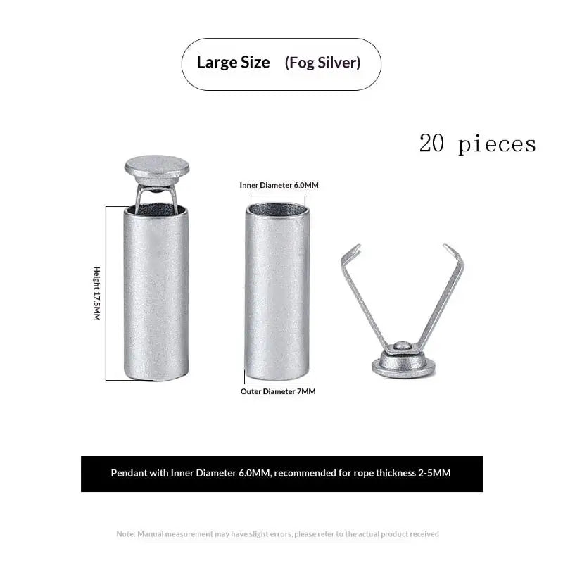 Metal Rope Ends Stopper Button Cord End Lock Cap Hanging Bell Buckle DIY Bag Shoes Garment Lanyard Accessories Peaceful Pleasures Health and Wellness Frosted Silver X20