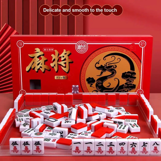 Mini Portable Chinese Mahjong Game Tiles Compact Board Family Outdoor Peaceful Pleasures Health and Wellness