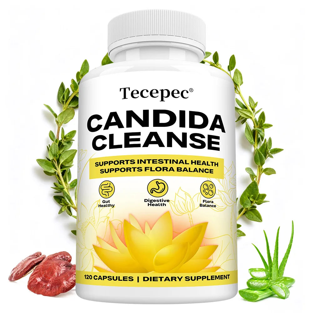 Candida Cleanse Capsules - Intestinal Colon Detox Gut Flora Balance Supports Digestion Relieve Bloating Antioxidant Supplement Peaceful Pleasures Health and Wellness