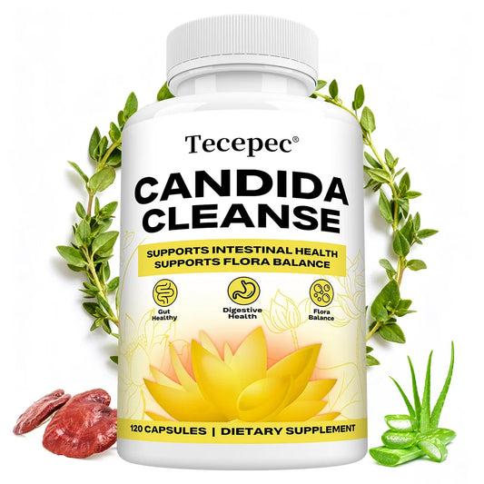 Candida Cleanse Capsules - Intestinal Colon Detox Gut Flora Balance Supports Digestion Relieve Bloating Antioxidant Supplement Peaceful Pleasures Health and Wellness