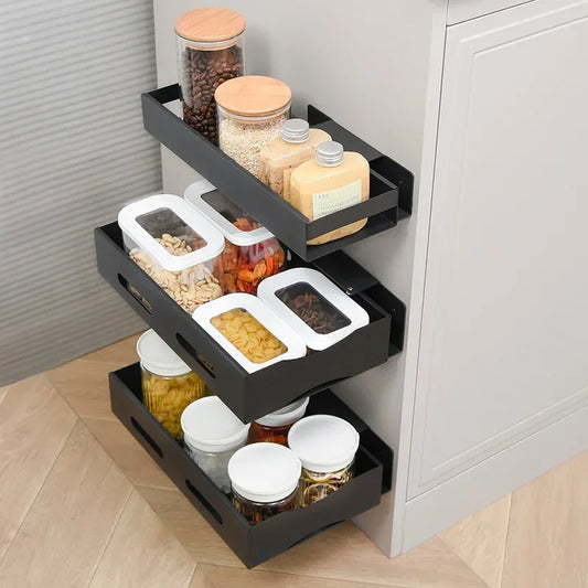 Pull-Out Cabinet Slide Shelf | No-Drill Carbon Steel Organizer Cabinet Pull-Out Shelf Peaceful Pleasures Health and Wellness