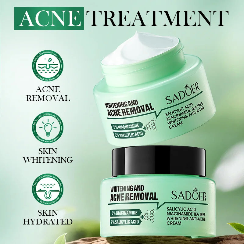 Salicylic Acid Nicotinamide Tea Tree Acne Repair Face Scar Cream Anti-Acne Deep Cleaning Pore Oil Control Moisturizing Skin Care Peaceful Pleasures Health and Wellness